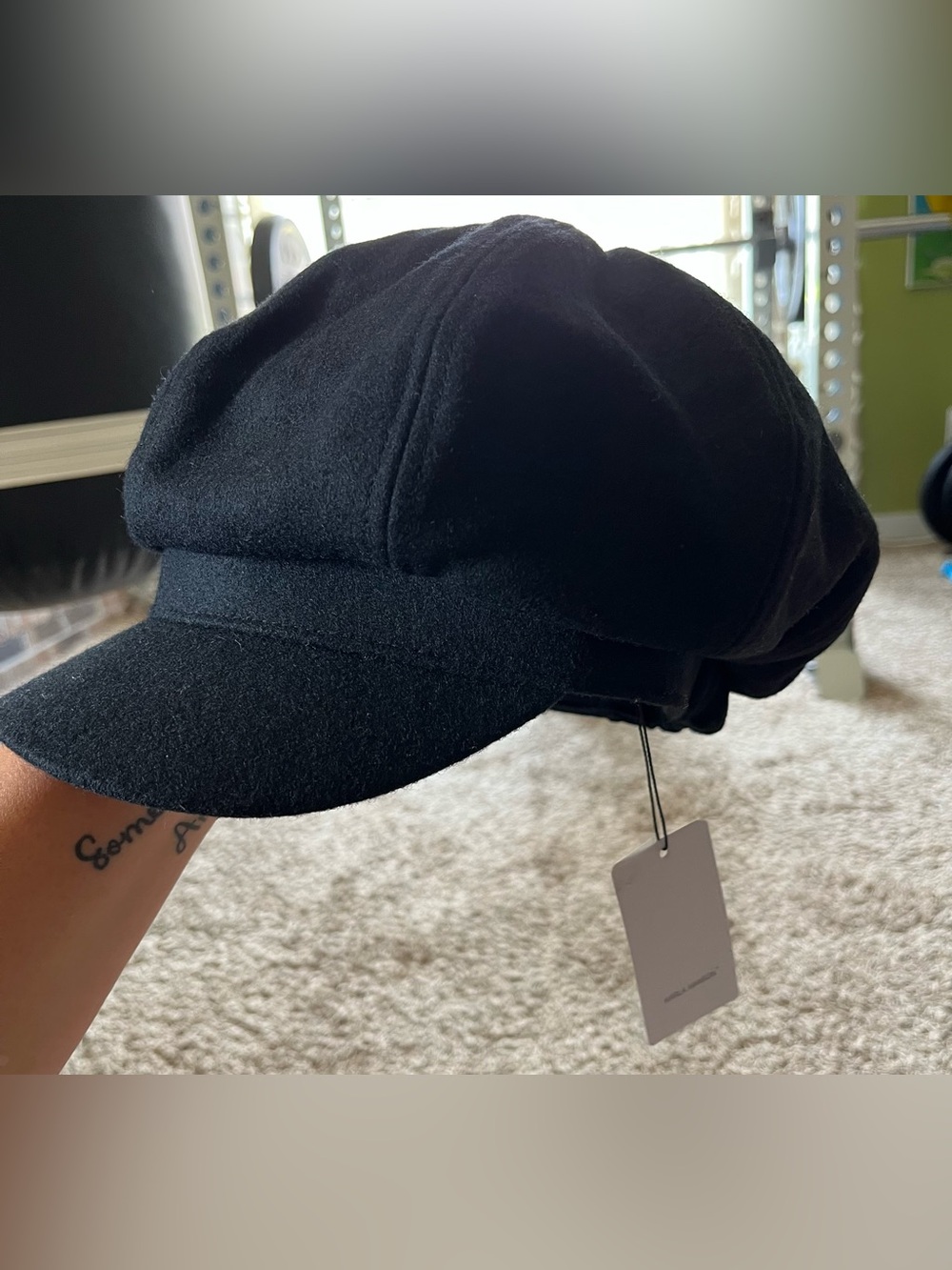 KARLA HANSON
Melton Muse Newsboy Cap in black
